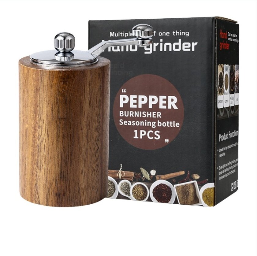 Retro Manuell Pepperkvern med Justerbar Grovhet - Perfekt for Krydder og Mer