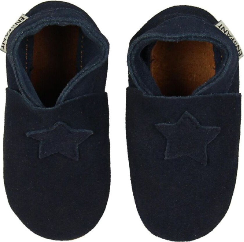 Krabbesko - Navy Semsket Skinn m. Stjerner - - 26 - Tøfler
