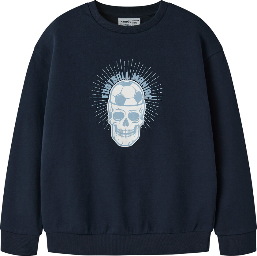 Collegegenser - NkmVildar - Navy Blazer/Fotballgalning - - 9-10 år (134-140) - Collegegenser