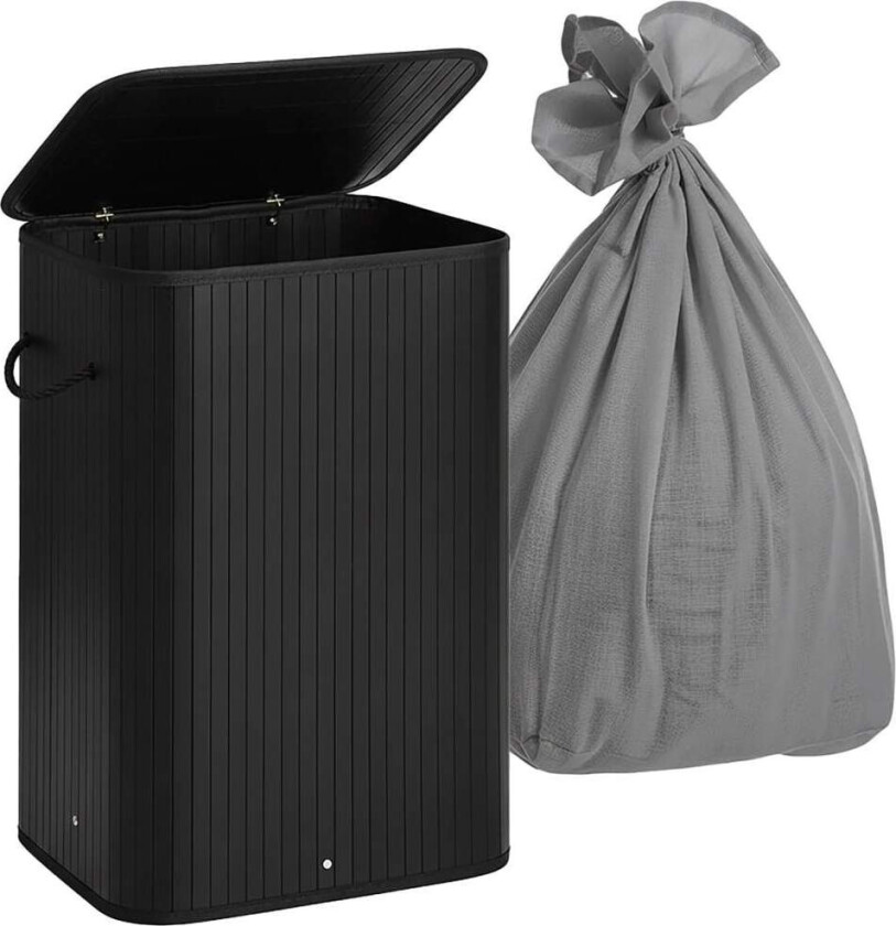 Bambus skittentøyskurv – 2 rom, sammenleggbar design