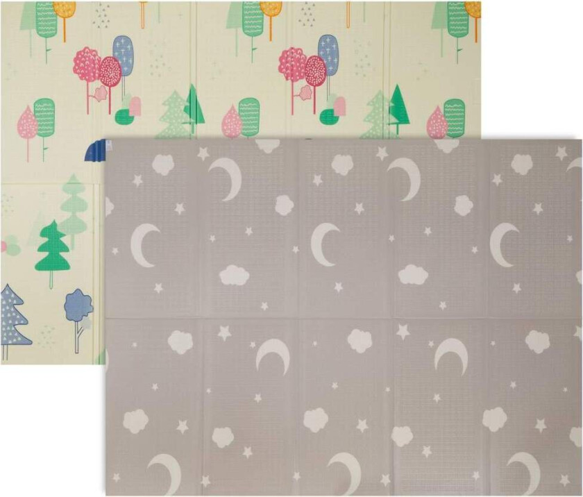 Sammenleggbar lekematte for babyer – Soler og måner, tykt skum