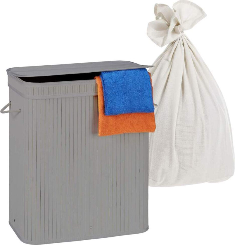 Bambus skittentøyskurv – 3 rom, sammenleggbar sorterer