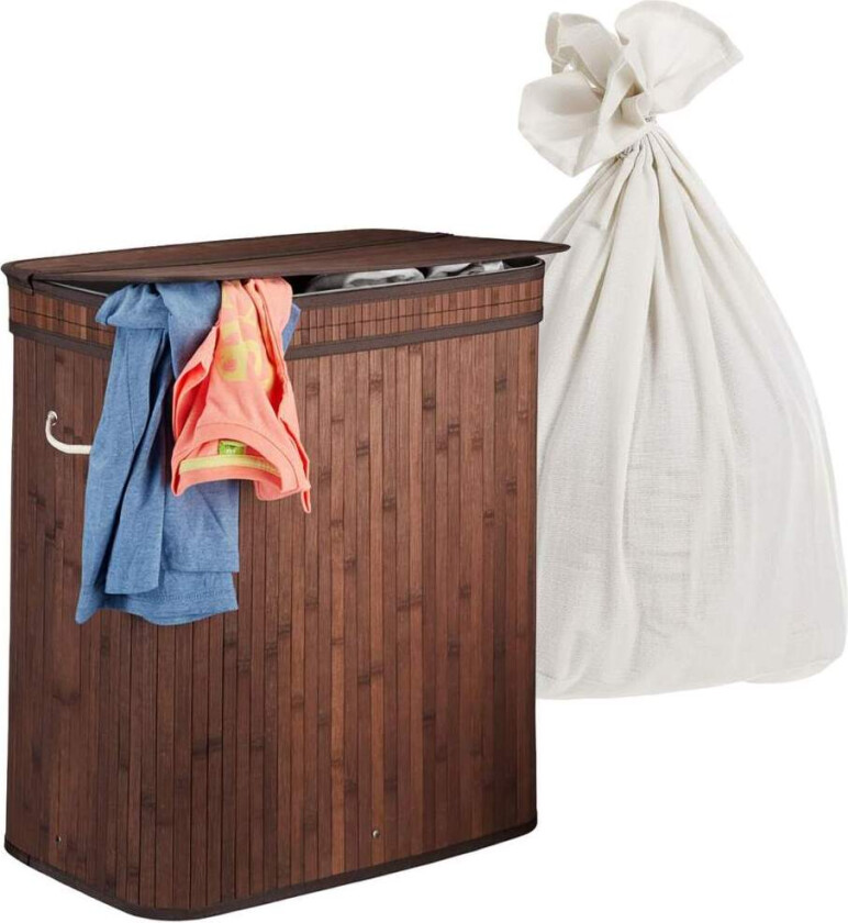 Bambus skittentøyskurv – 3 rom, sammenleggbar sorterer