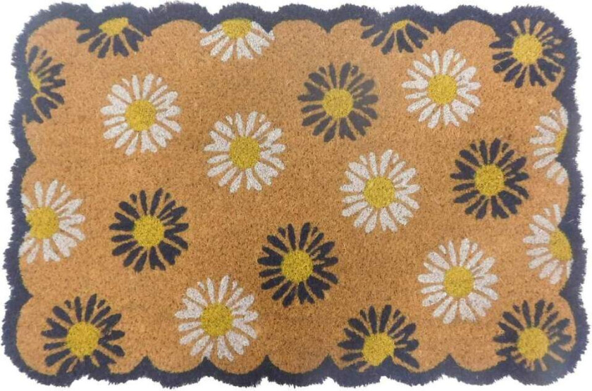 Kokos dørmatte med botanisk design, 60 x 40 cm