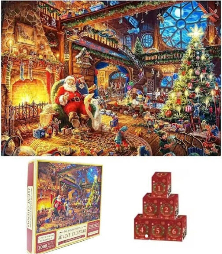 Puzzle Adventskalender 2024 - Julepuslespill med 1008 brikker Flerfarget