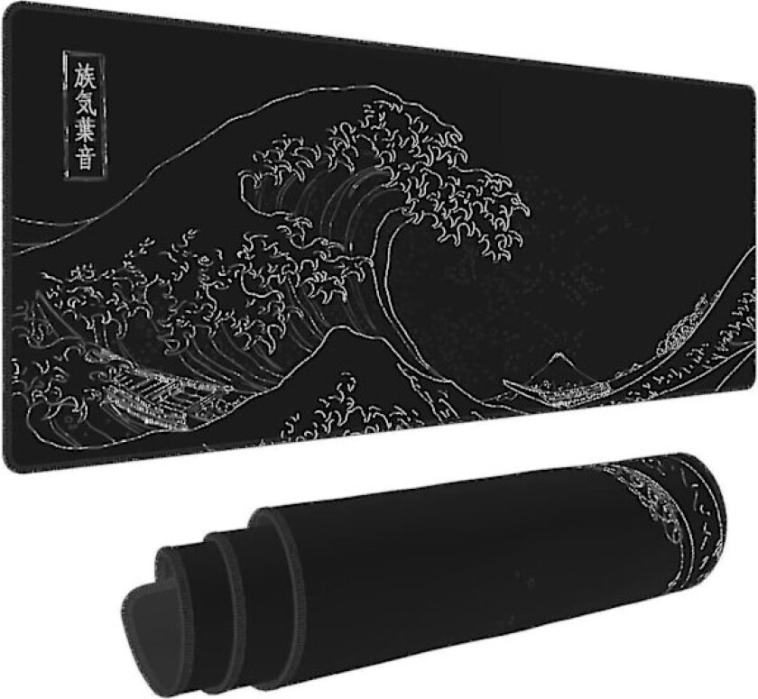 Ekstra Stor Anime Svart Musematte Det Store Bølgeslaget Utenfor Kanagawa Maleri Stor Gaming Musematte Xxl Sklisikker Vanntett Gummibase Datamaskin Tastatur