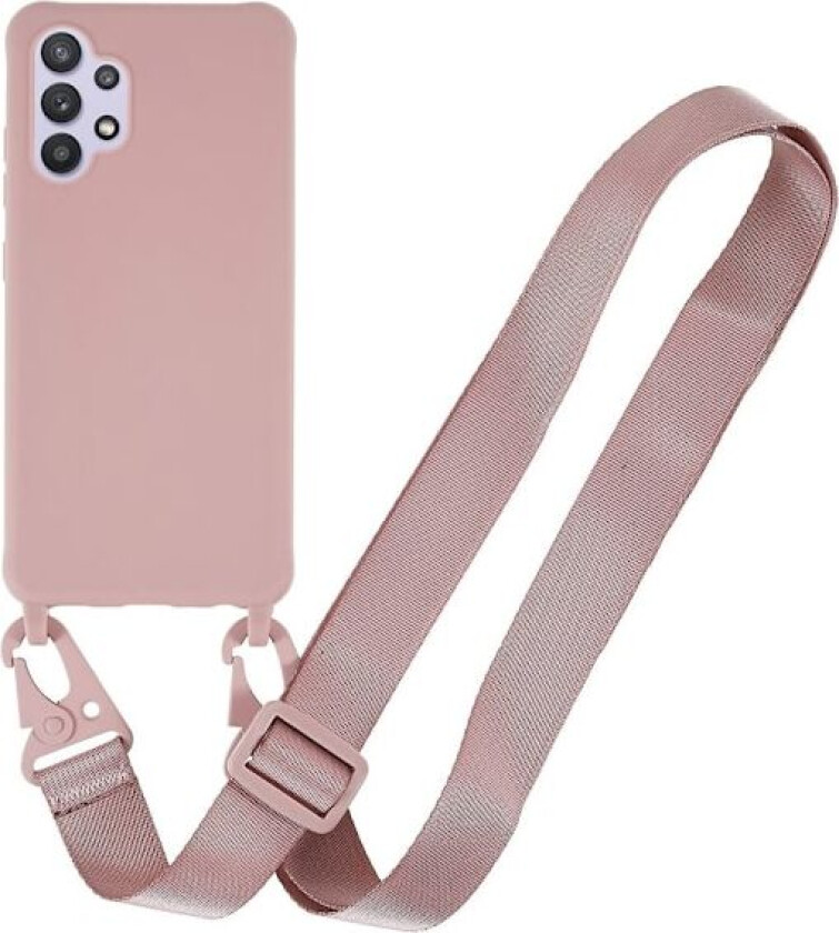 Tynt TPU-deksel med matt finish og justerbar stropp til Samsung Galaxy A32 - Mørkerosa