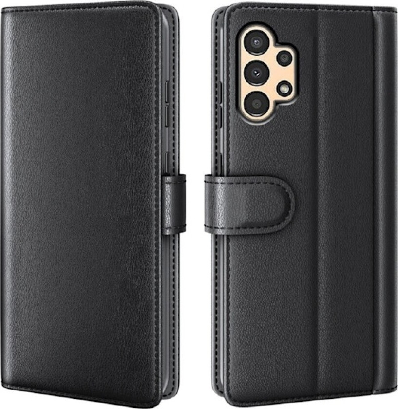 Ekte lærdeksel med kredittkortspor for Samsung Galaxy A13 4G - Svart