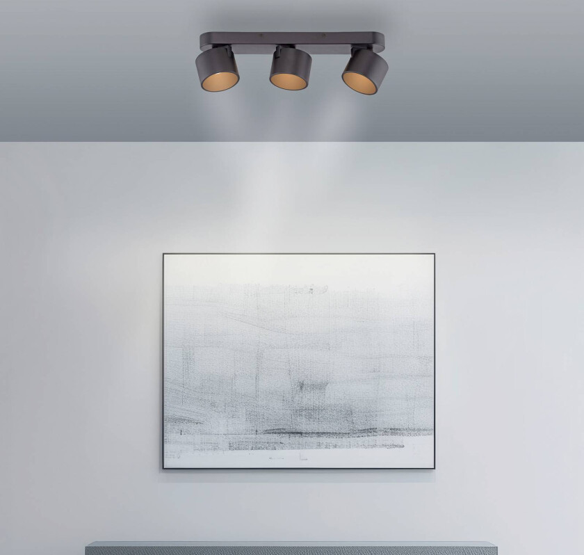 PURE LED-downlight Cup, svart, lengde 56 cm, metall 3 lyskilder