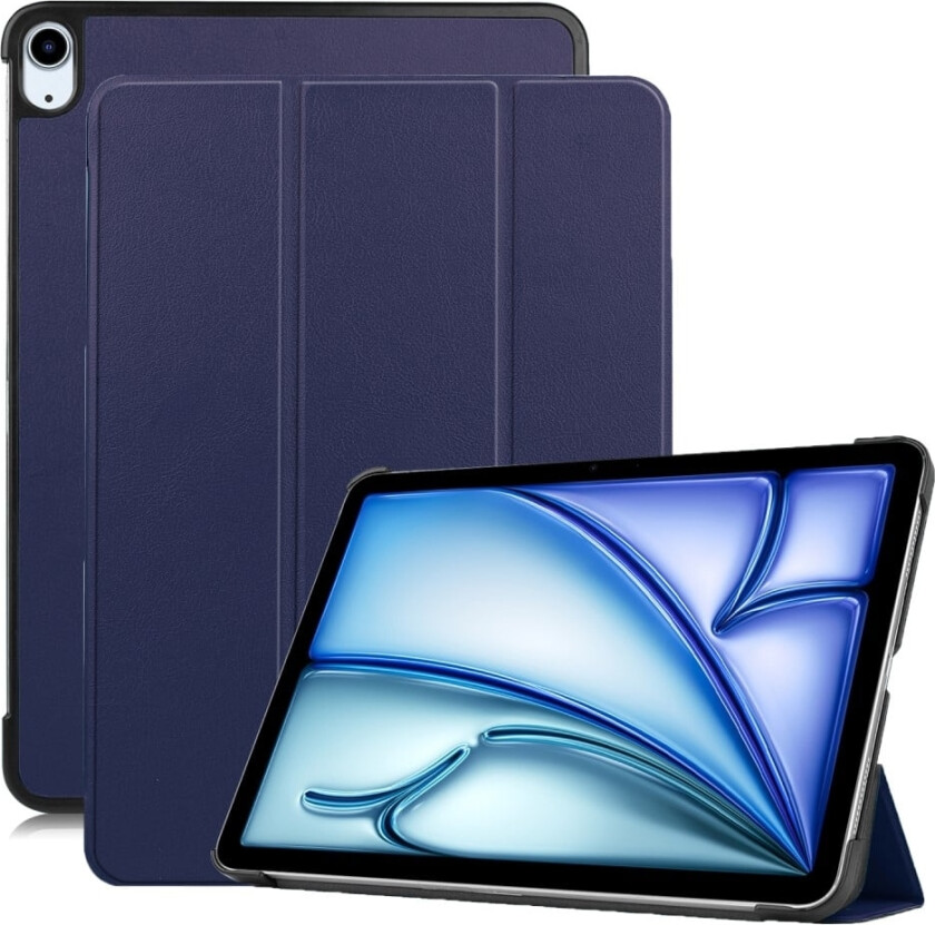iPad Air 13 (2025) / (2024) Etui Anti-Drop Lærstativ Tablet Deksel - Mørkeblå