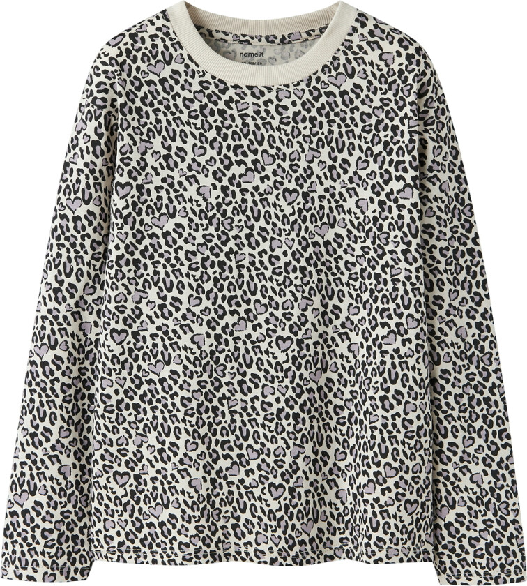 Genser - NkfVelda - Pimpstein Stone/Leopard Hearts - - 9-10 år (134-140) - Genser