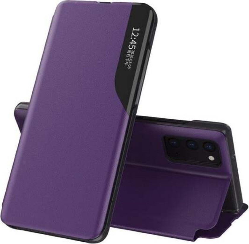 Eco Leather View Case Elegant Bookcase type Case with kickstand for Samsung Galaxy A72 4G Purple