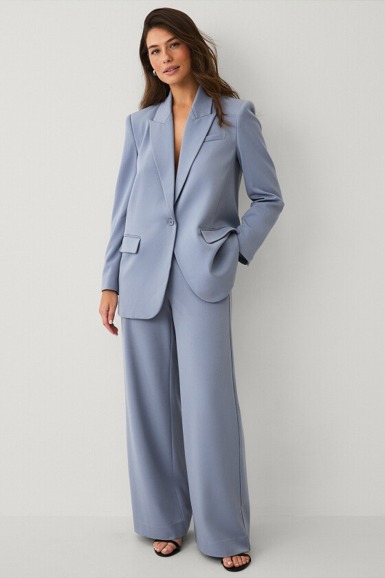 Brede dressbukser med ekstra høy midje - Blå