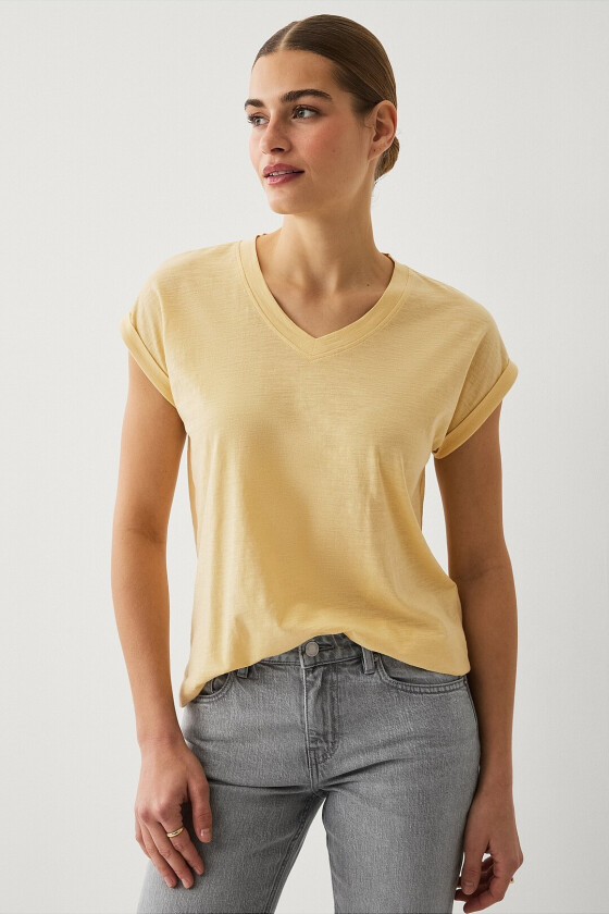 Topp med v-hals - Gul