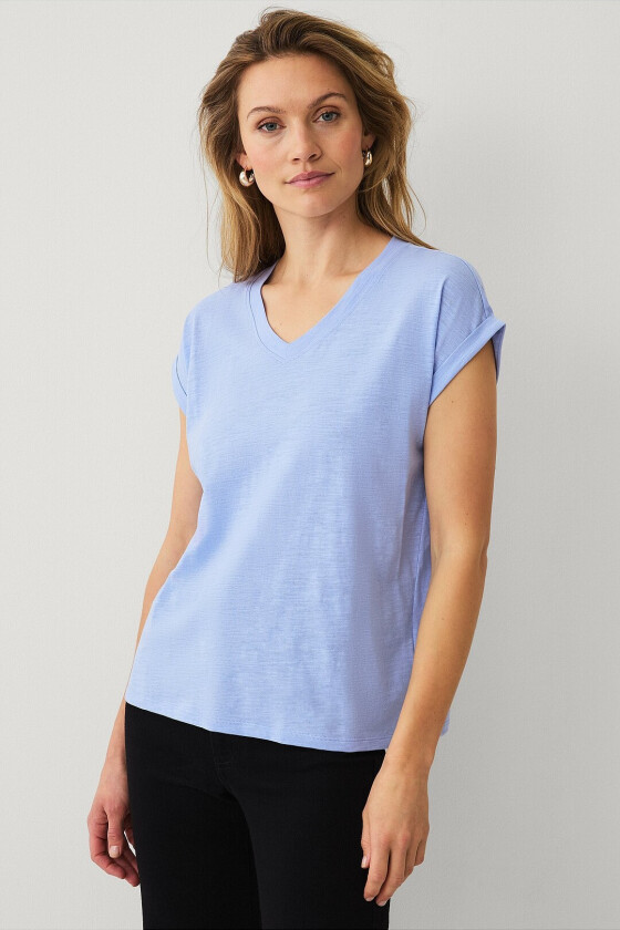 Topp med v-hals - Blå