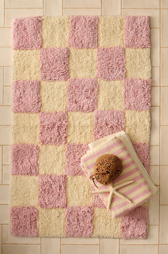 Badematte Saga Check - Rosa