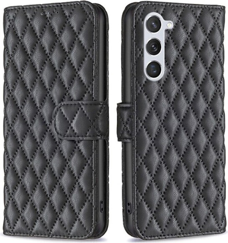 Rombemønster, matt flip-deksel for Samsung Galaxy S23 - Svart