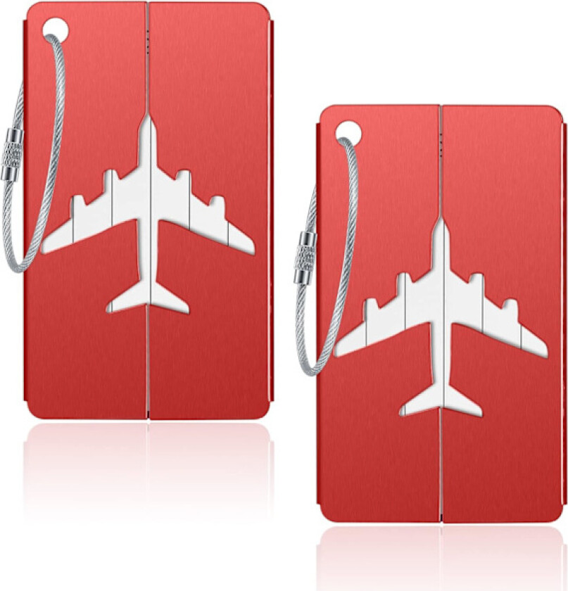 2 stk. bagasjelapper, reise-koffertlapper, bagasjelapper, bagasjemerker, aluminiumsmetall med navne-ID-adressekort for bagasje-kofferter