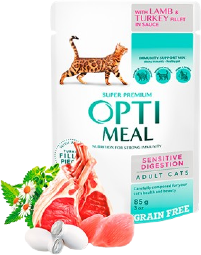 Cat Adult Grain Free Sensitive with Lamb and Turkey In Sauce 12 x 85 g - Katt - Kattefôr & kattemat - Våtfôr og våtmat - Optimeal