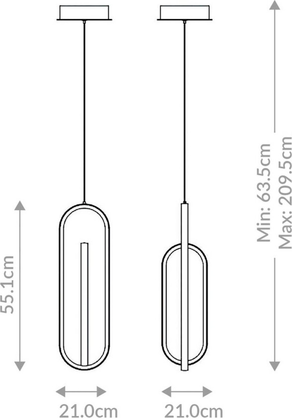 LED-hengelampe DENMARK, matt svart, Ø 21 cm, metall