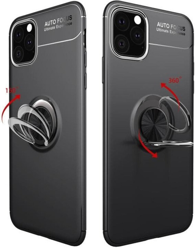 iPhone 11 Deksel med Fingerring og Innebygd Plate - Svart