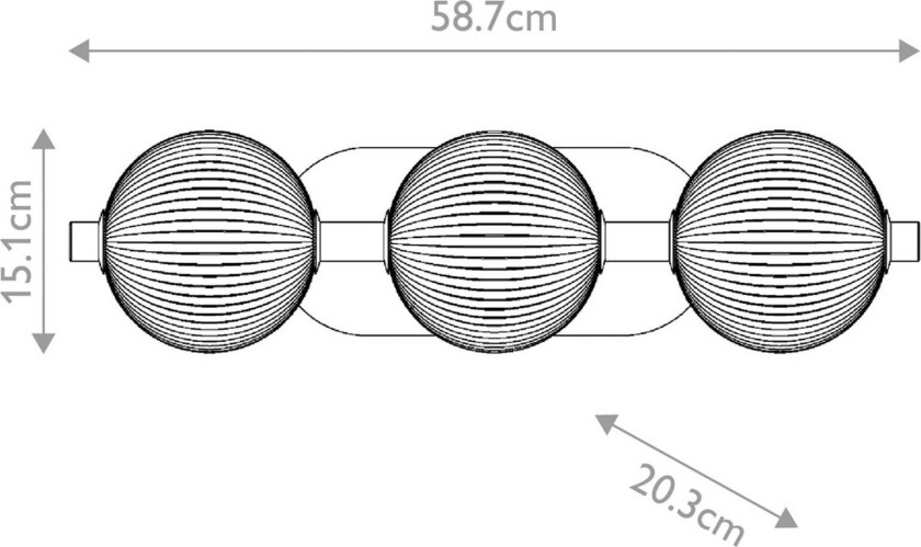 LED-vegglampe PALMAS gull/røykgrå Bredde 59 cm 3 lyskilder. IP44
