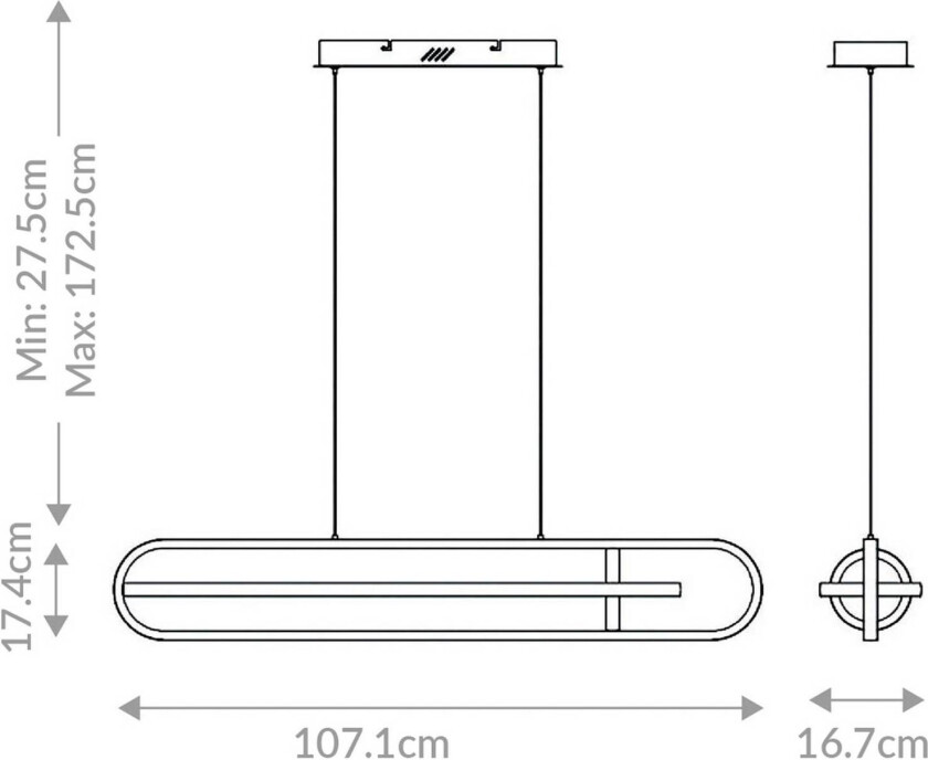 LED-hengelampe DENMARK, matt svart, lengde 107 cm, metall