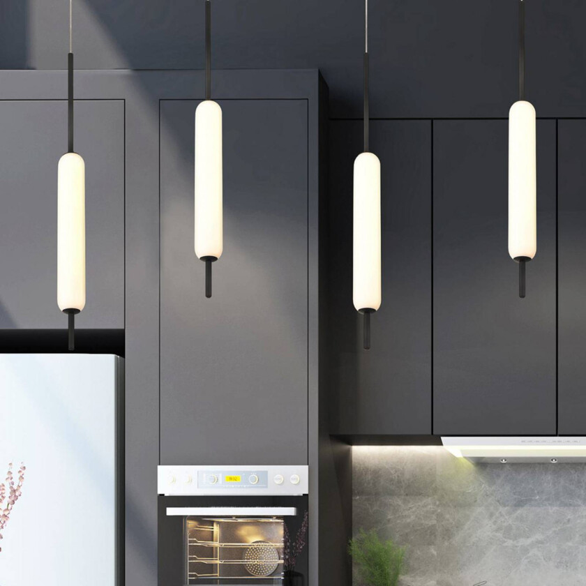 LED-hengelampe CUMBERLAND, svart, Ø 13 cm, metall/glass