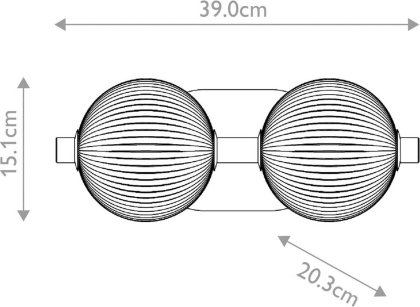 LED-vegglampe PALMAS gull/røykgrå Bredde 39 cm 2 lyskilder. IP44