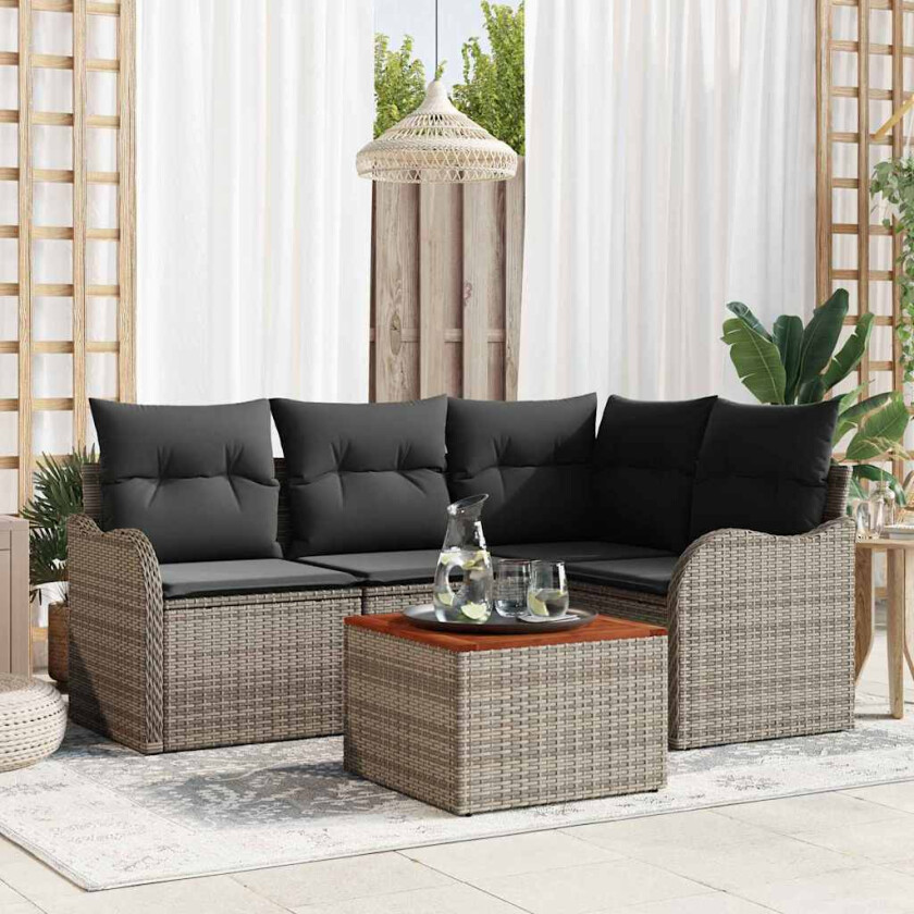 Hagesofa Set 5 pcs Grå