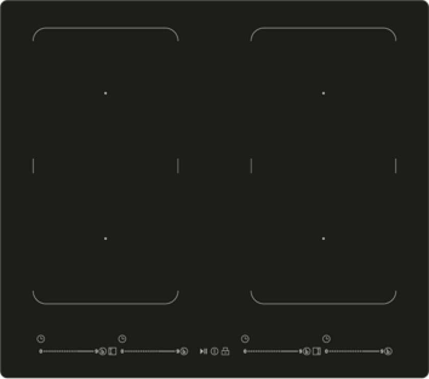 Nordic 6760 Induktion 60 Cm, 4 Zones, White Light Induksjonstopp