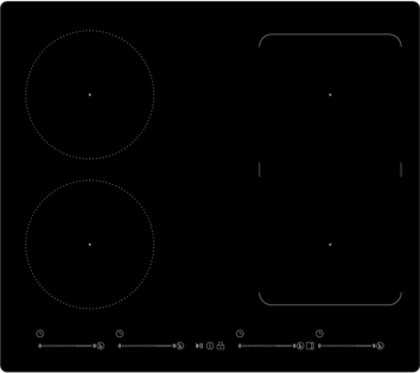 Nordic 6660 Induktion 60 Cm, 4 Zones, Red Light Induksjonstopp