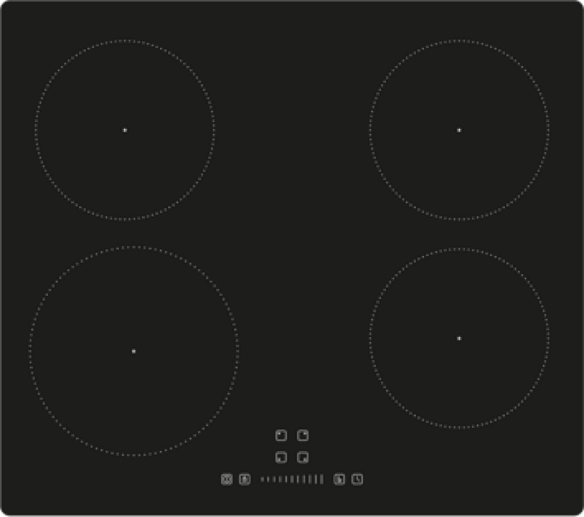 Nordic 6560 Induktion 60 Cm, 4 Zones, White Light Induksjonstopp