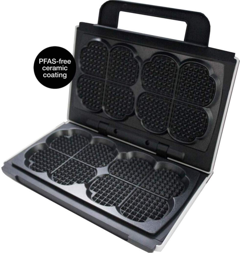 Dobbel vaffeljern, hvit keramisk overflate