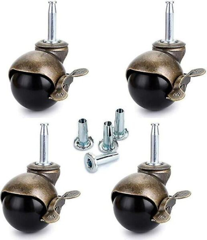 Bilde av 8 stk 40 mm Stem Svingbare Hjul, Møbelhjul Med Bremse, Nylon Hjul For Kontorstol, Sofa Bed, Sofa, Bæreevne 25 kg Per Hjul