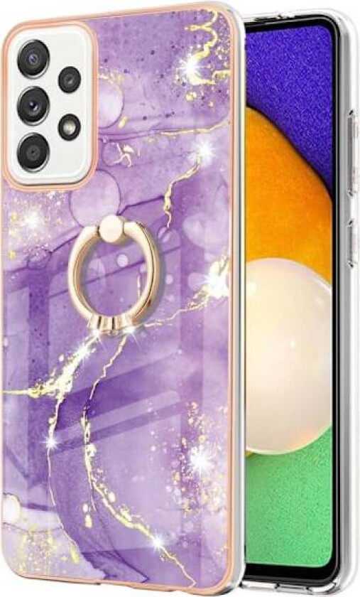 Marble Mønstret Deksel med Ring Holder til Samsung Galaxy A52s 5G / A52 5g / A52 - Lilla Klinkekule Haze