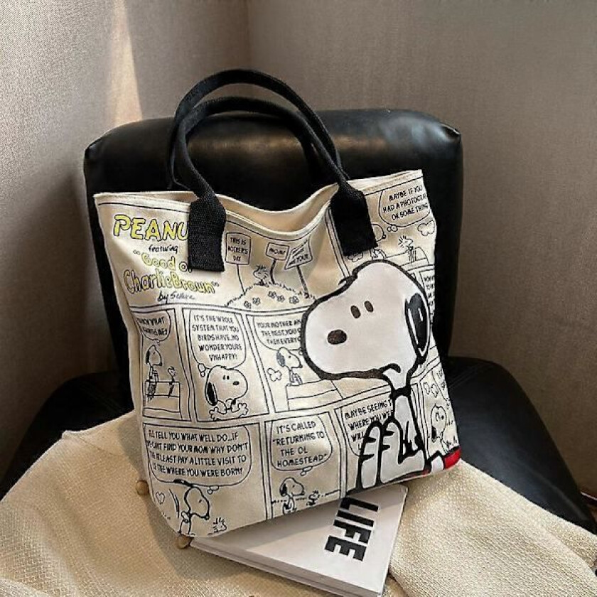 Snoopy Dame Canvas Tote Bag Mote Kvinner Casual Håndveske Skulderveske Tegneserie Jente Stor Kapasitet Gjenbrukbar Shopping Bag Gave Snoopy 1 39x32x17cm