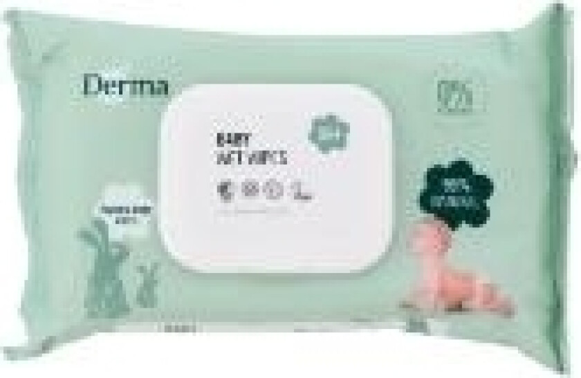 Vådserviet Derma Baby Wet Wipes 64stk Svanemærket/Allergimærket uden Parfume,12 pk x 64 stk/krt