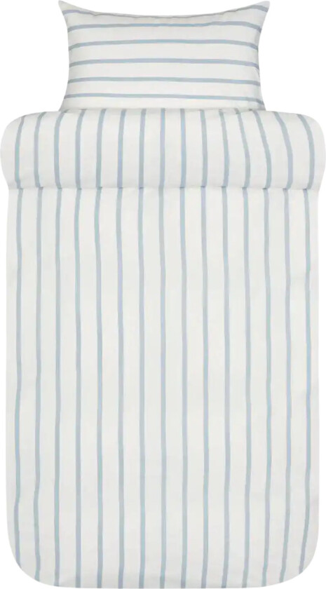 Vevet krepp sengetøy 140x200 cm - 100% myk bomull - Hvit med blå striper - Kreppsengetøy - Eilert Høie Of Scandinavia