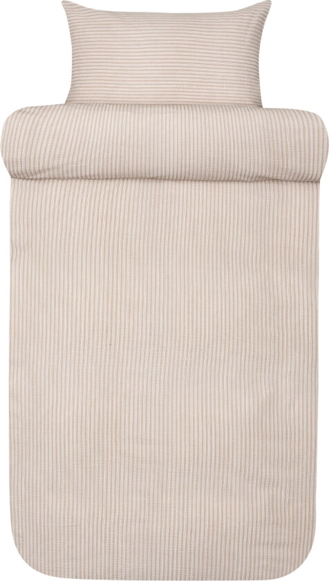 Vevd krepp dobbeltsengetøy 200x220 cm - 100% myk bomull - Brun med striper - Kreppsengetøy sengetøy - Slumre Høie Of Scandinavia