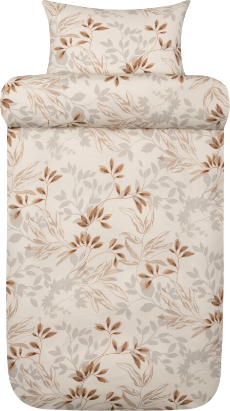 Blomstret sengetøy 140x200 cm - 100% bomullssatin - Nadja beige satin sengesett - Høie of Scandinavia