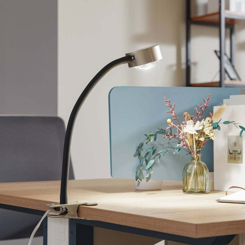Lindby klemmelampe Jyla, matt nikkel, GX53, fleksibel arm