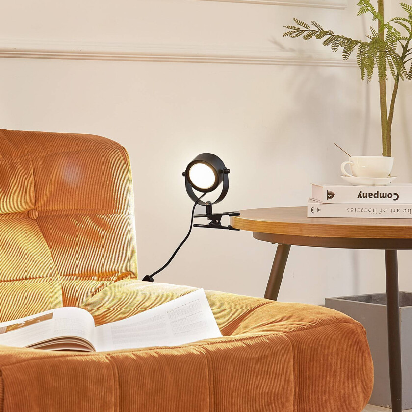 Lindby klemmelampe Jyla, matt svart, GX53