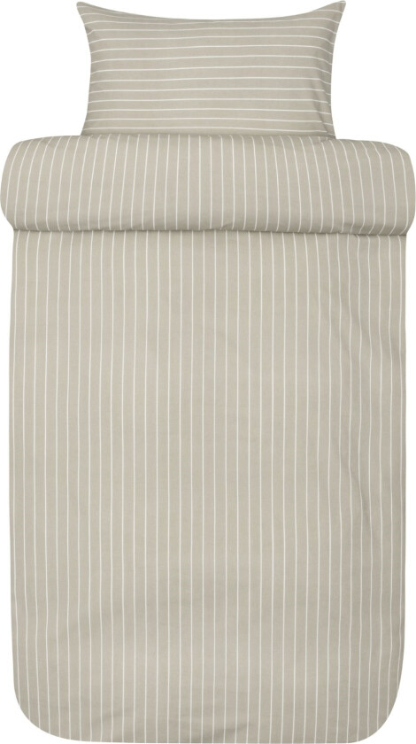 Stripet dobbeltsengetøy 200x220 cm - 100% ekstra fin bomull - Pia olivengrønn - Høie Of Scandinavia sengetøy