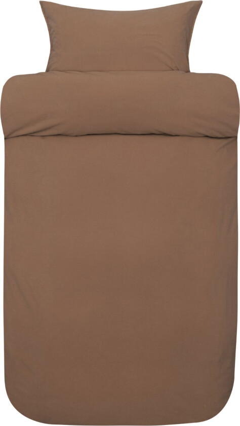 Økologisk dobbelt sengetøy 200x220 cm - 100% steinvasket bomull - Frøya karamellbrun - Høie of Scandinavia sengetøy