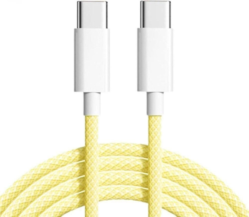 NÖRDIC 2m USB 2.0 USB-C till C kabel för iPhone 15/15 Pro/15 Plus/15 Pro Max 3A 480Mbps 60W gul