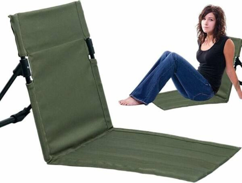 Bilde av Sammenleggbar solseng for stranden med ryggstøtte, bærbar strandstol med ergonomisk design og komfortabel svamprygg, slitesterk 600D Oxford-duk