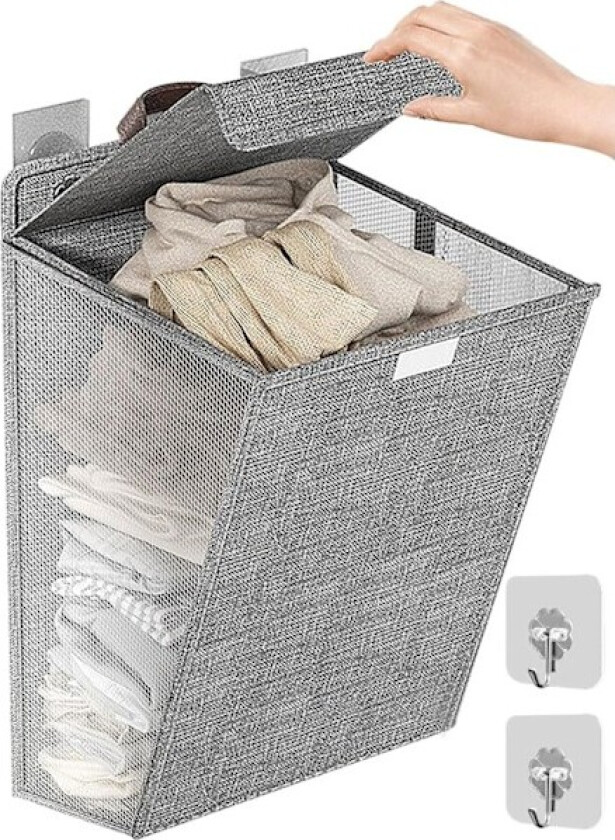 Hengende Kleskurv, Stor Kleskurv med Håndtak, Installasjonsfri Skittentøyskurv, Veggmontert Baderomskurv