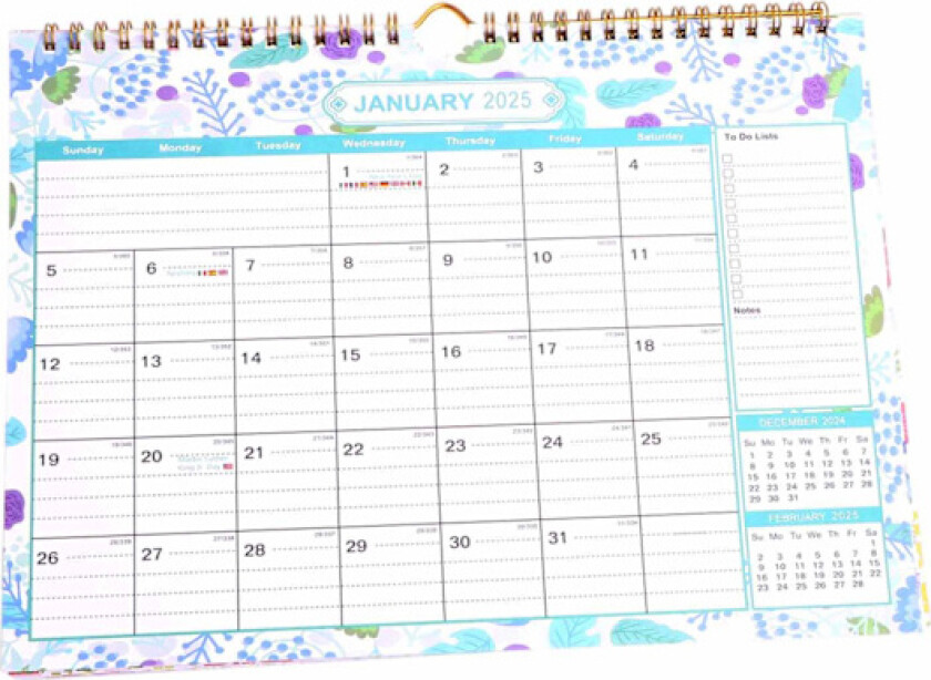 2025 Kalender, Familie Ukentlig Planlegger 2025, 18 Måneders Kalender Måned for Visning, Januar 2025 til Juni 2026, 30 x 22 cm, Månedlig Kalender for Hjemmekontor