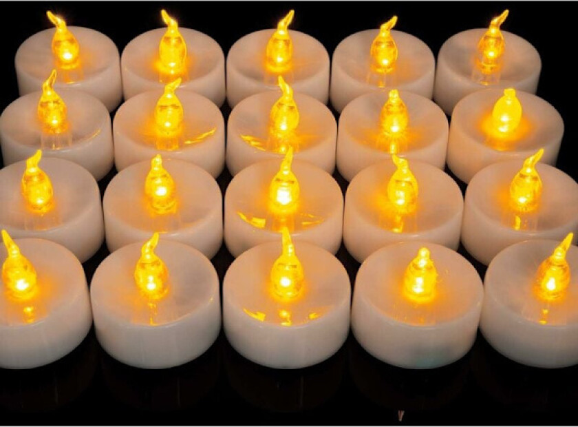 Flammeløse telys, batteridrevne telys, LED-telys med realistisk flammende effekt, sikker flammeløs telys for